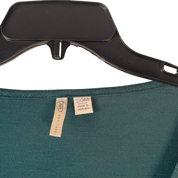 Cato Women's Plus Size 22/24 W Green Metallic Sparkle Twist Front Blouse - Picture 5 of 8